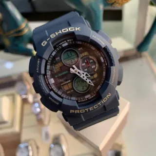 কাসিও G-Shock GA-100 নীল সোনা দৃঢ় রেজিন কেস অ্যানালগ-ডিজিটাল হাইব্রিড ঘড়ি