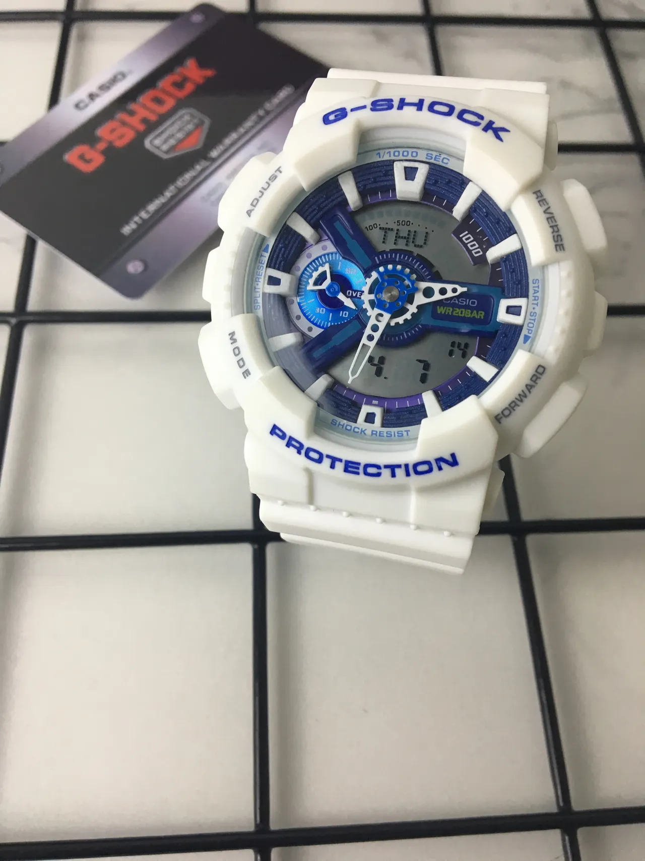 Casio G-Shock GA-110 White and Blue Sports Watch 2