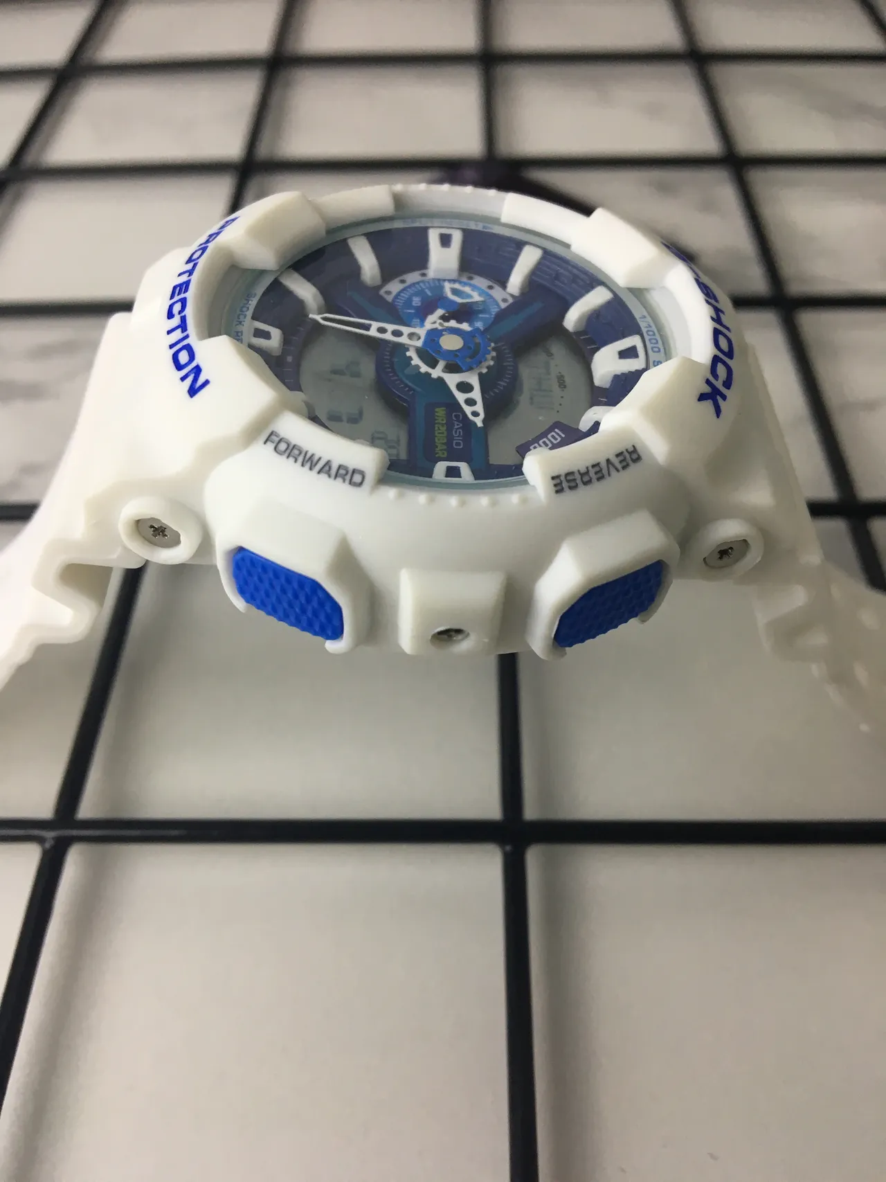 Casio G-Shock GA-110 White and Blue Sports Watch 4