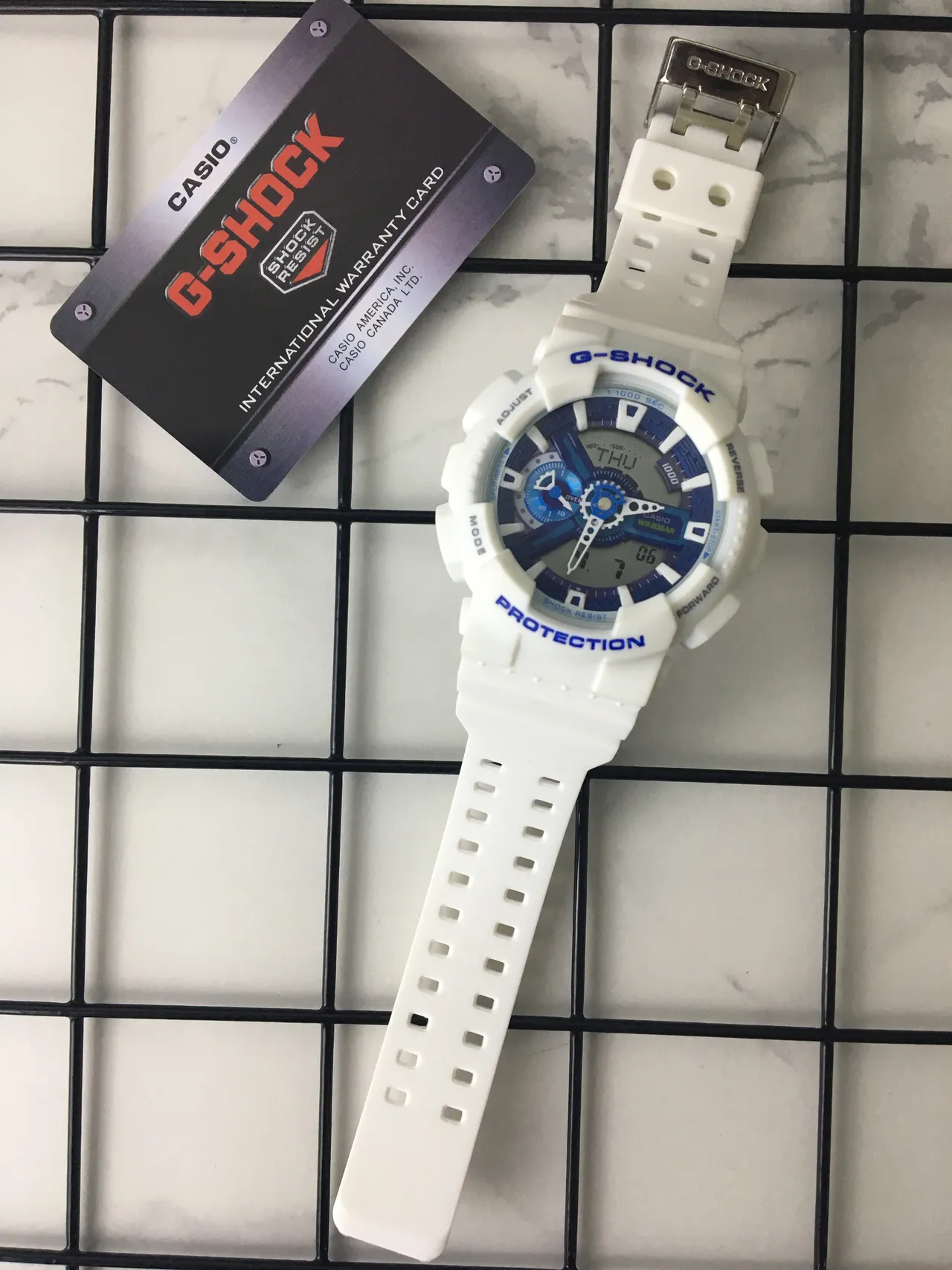 Casio G-Shock GA-110 White and Blue Sports Watch 6