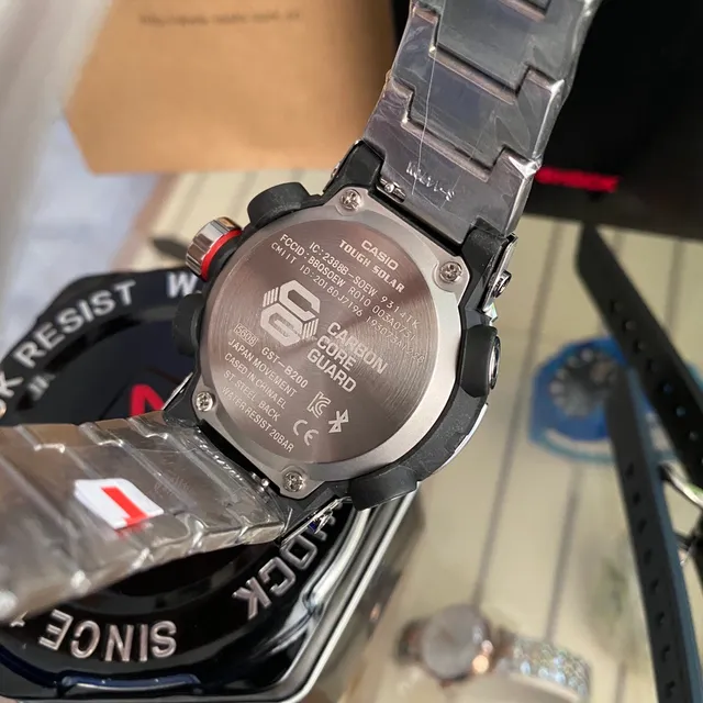 Casio G-Shock Plata Negro Analógico-Digital Híbrido Caja de Acero Inoxidable Reloj 2