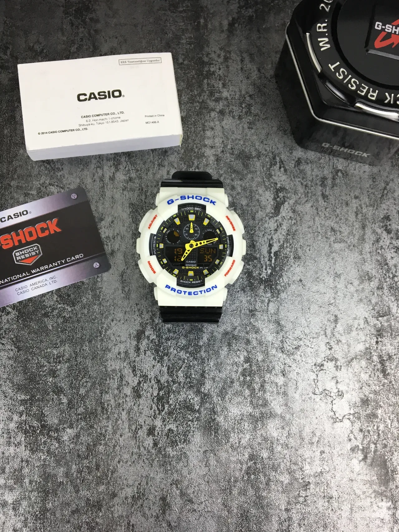 Casio White Black Chunky Resin Case Analog-Digital Hybrid Dial Watch 2