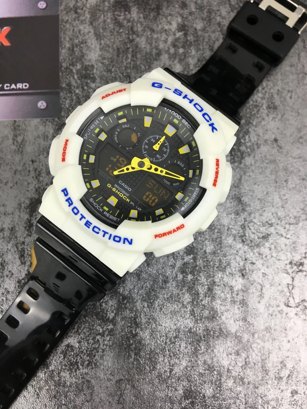 Casio White Black Chunky Resin Case Analog-Digital Hybrid Dial Watch 4
