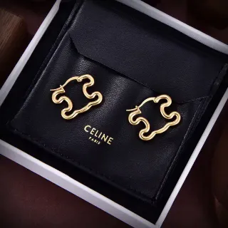 Celine Abstract Wavy Hoop Gold-Tone Earrings