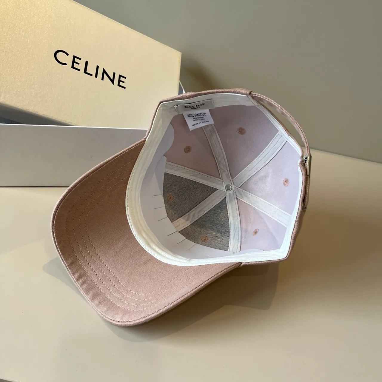 Celine Crystal Logo Dusty Pink Baseball Cap 3