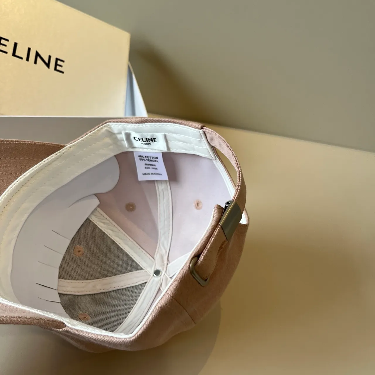 Celine Crystal Logo Dusty Pink Baseball Cap 4