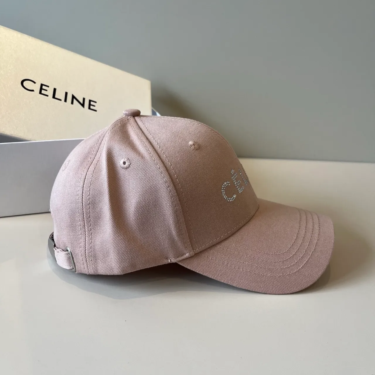 Celine Crystal Logo Dusty Pink Baseball Cap 5