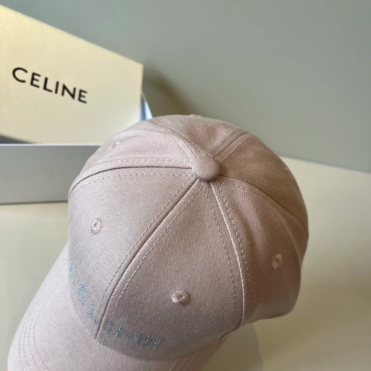 Celine Crystal Logo Dusty Pink Baseball Cap 7