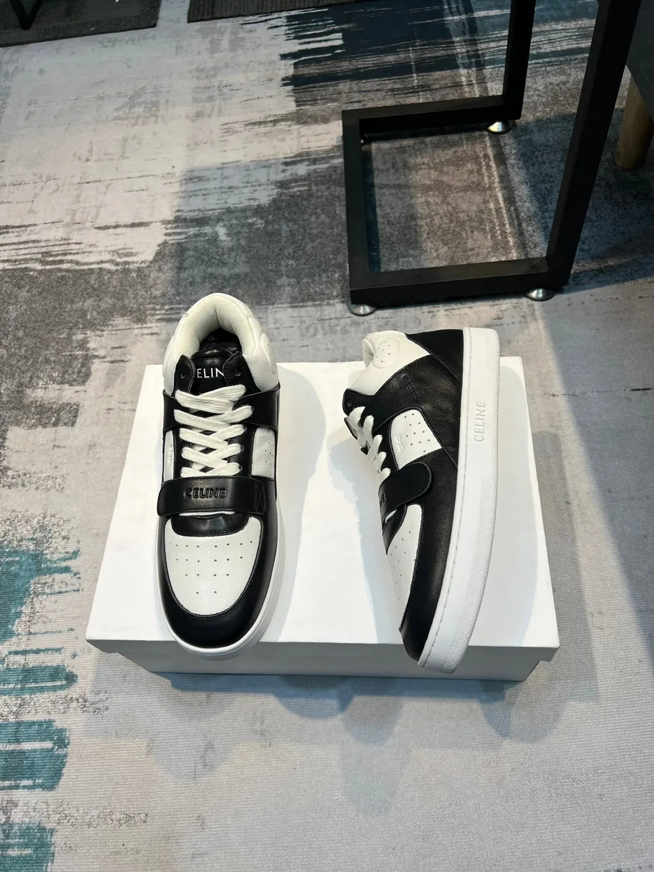 Celine CT-01 Black and White Leather High-Top Lifestyle Sneakers 5