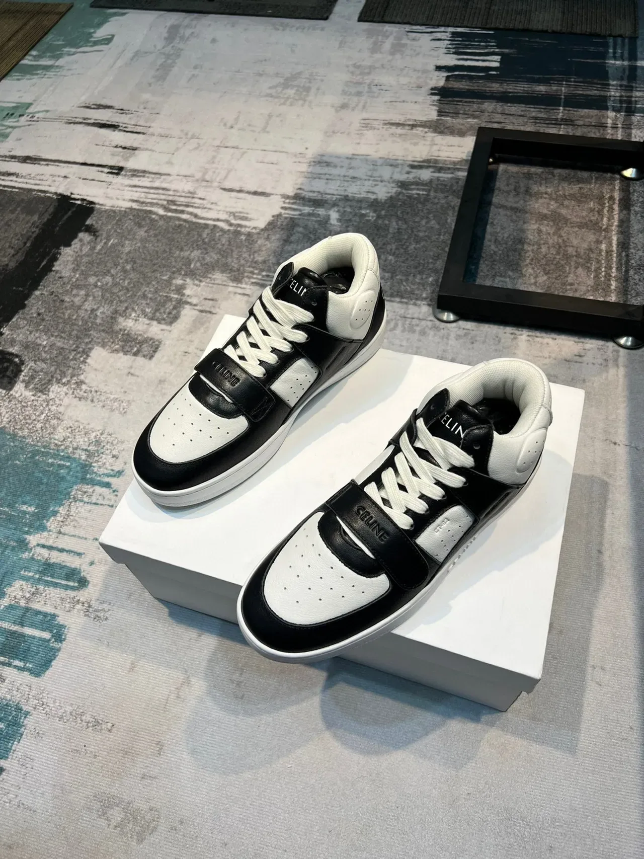 Celine CT-01 Black and White Leather High-Top Lifestyle Sneakers 6