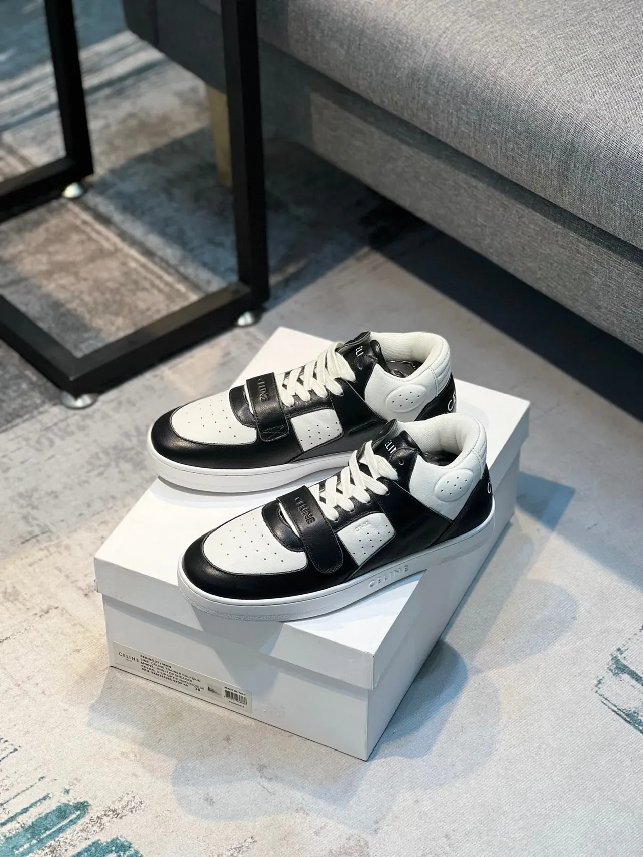 Celine CT-01 Black and White Leather High-Top Lifestyle Sneakers 8