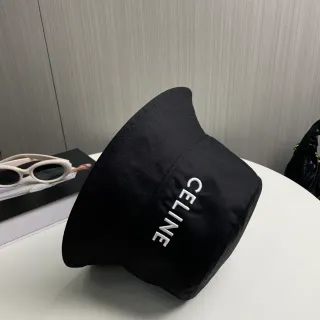 Celine Embroidered Logo Black Bucket Hat