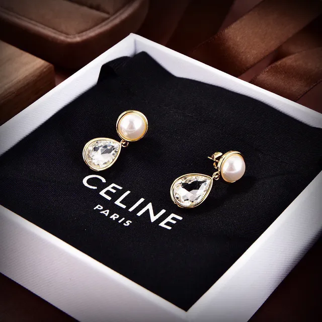 Celine Perle et Cristal Goutte Boucles d'Oreilles 2