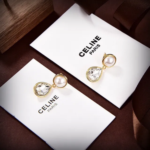 Celine Perle et Cristal Goutte Boucles d'Oreilles 4