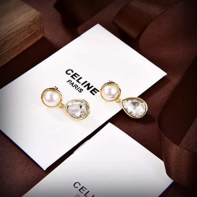 Celine Perle et Cristal Goutte Boucles d'Oreilles 6