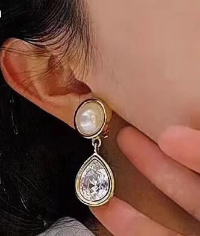 Celine Perle et Cristal Goutte Boucles d'Oreilles 7