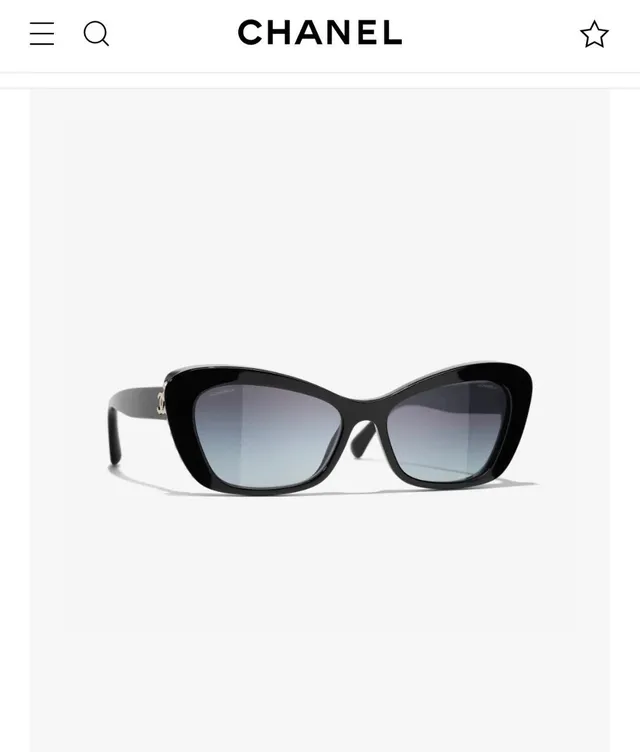 Chanel Óculos de Sol Preto Dourado Silhueta Montura de Acetato Olho de Gato 9