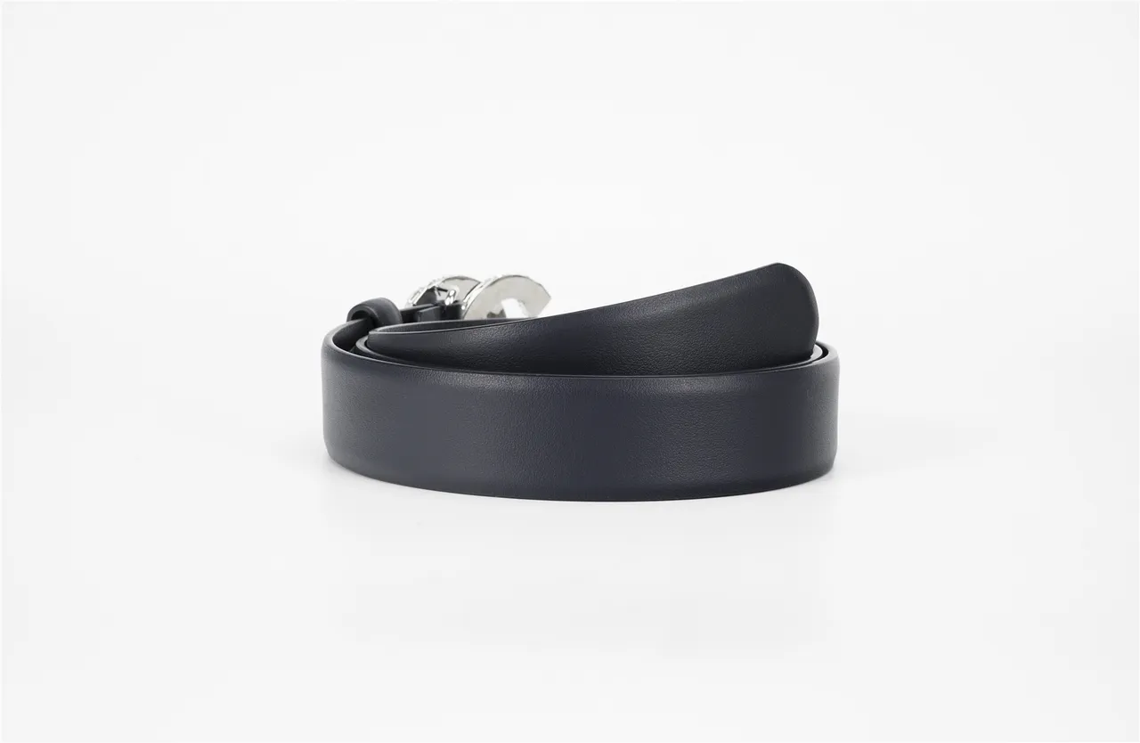 Chanel Black Silver Crystal-Embellished Interlocking CC Buckle Leather Belt 4