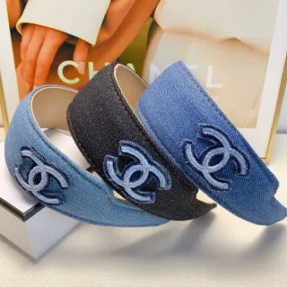 Chanel Blue Black Denim Upper Embroidered Interlocking CC Logo Ballet Flat