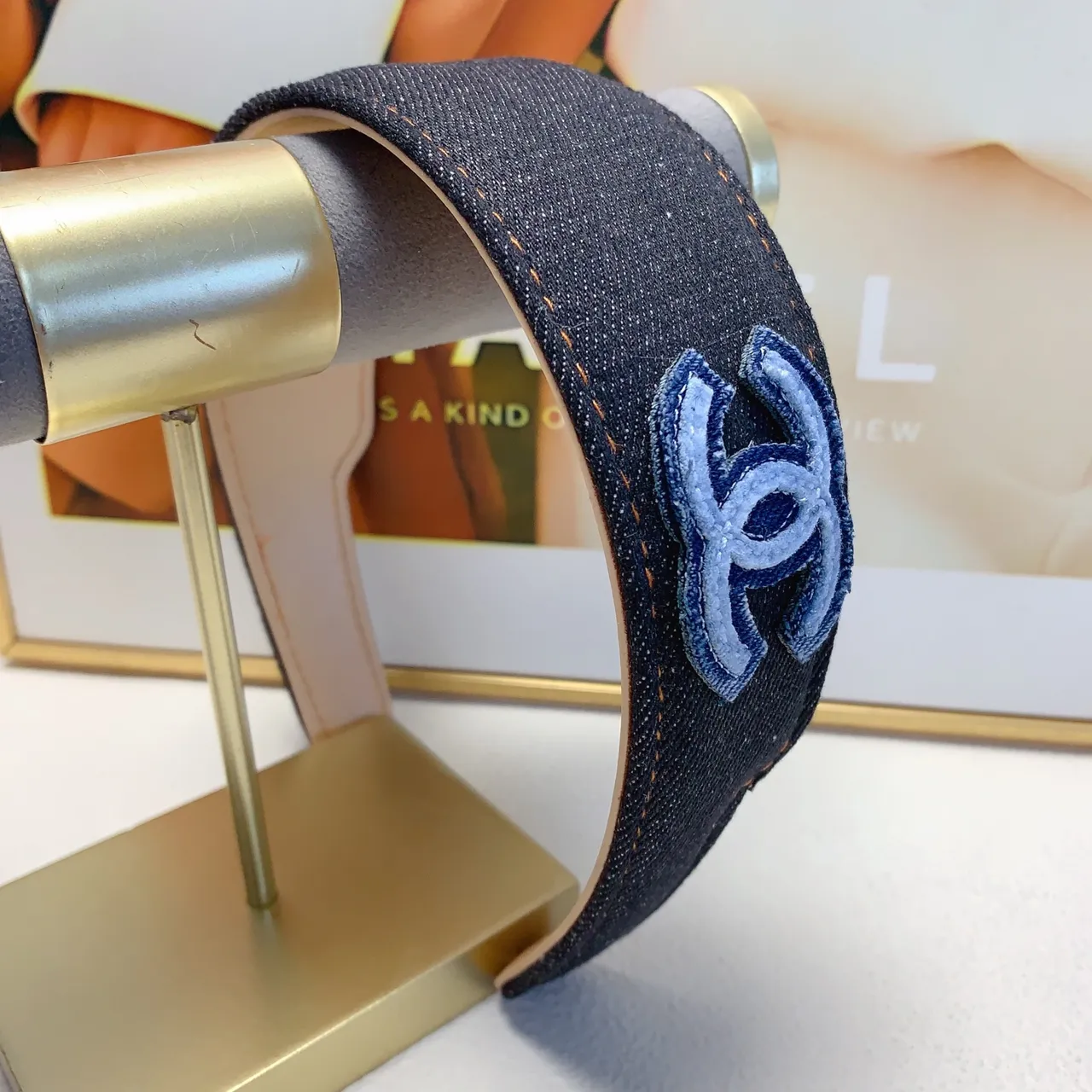 Chanel Blue Black Denim Upper Embroidered Interlocking CC Logo Ballet Flat 2