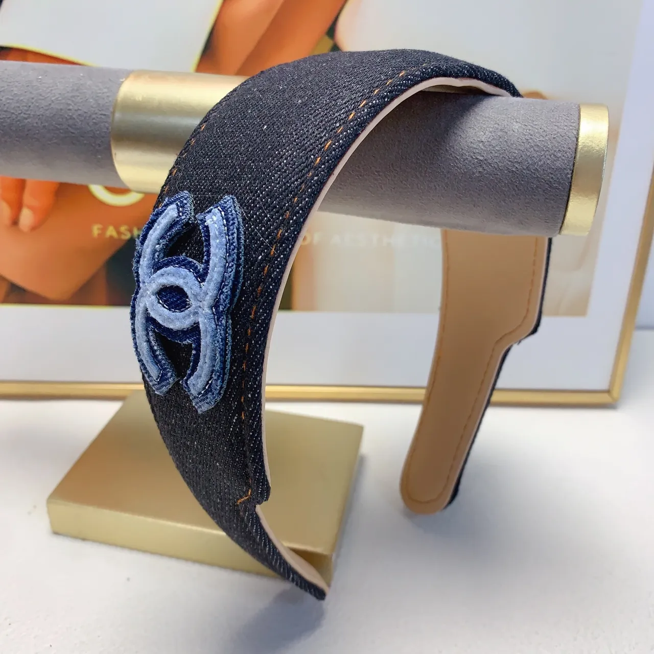 Chanel Blue Black Denim Upper Embroidered Interlocking CC Logo Ballet Flat 3