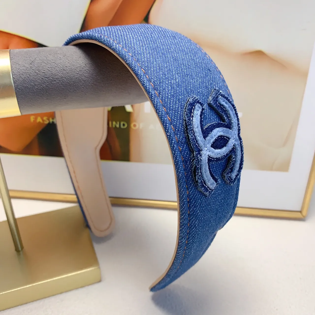 Chanel Blue Black Denim Upper Embroidered Interlocking CC Logo Ballet Flat 4