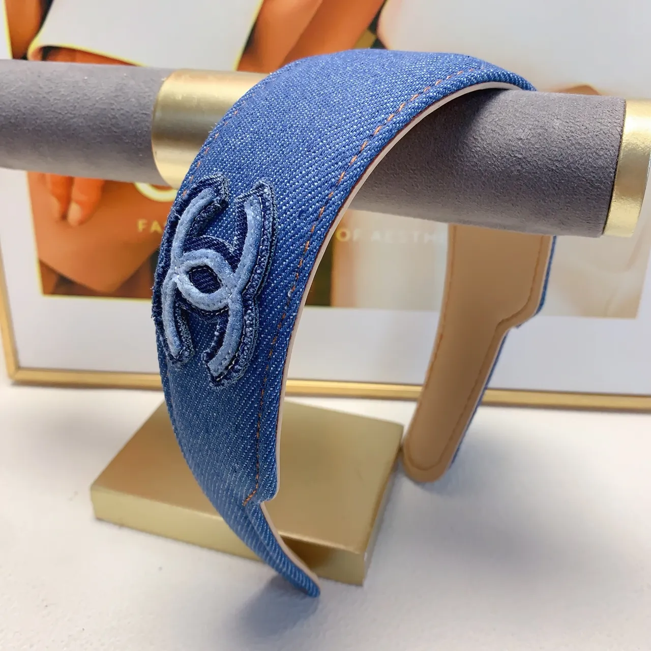 Chanel Blue Black Denim Upper Embroidered Interlocking CC Logo Ballet Flat 5