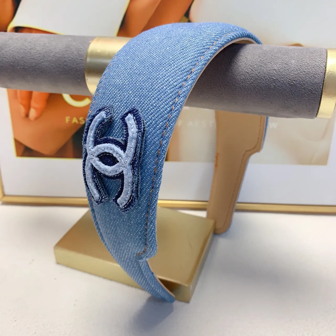 Chanel Blue Black Denim Upper Embroidered Interlocking CC Logo Ballet Flat 9
