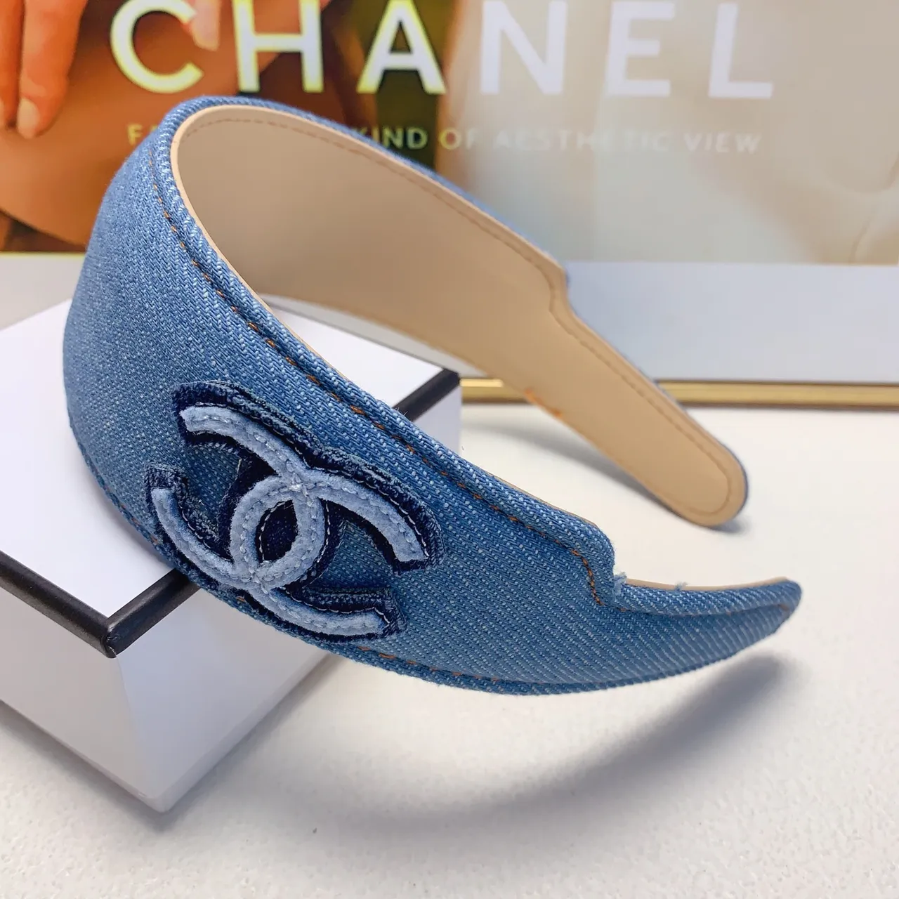 Chanel Blue Black Denim Upper Embroidered Interlocking CC Logo Ballet Flat 11