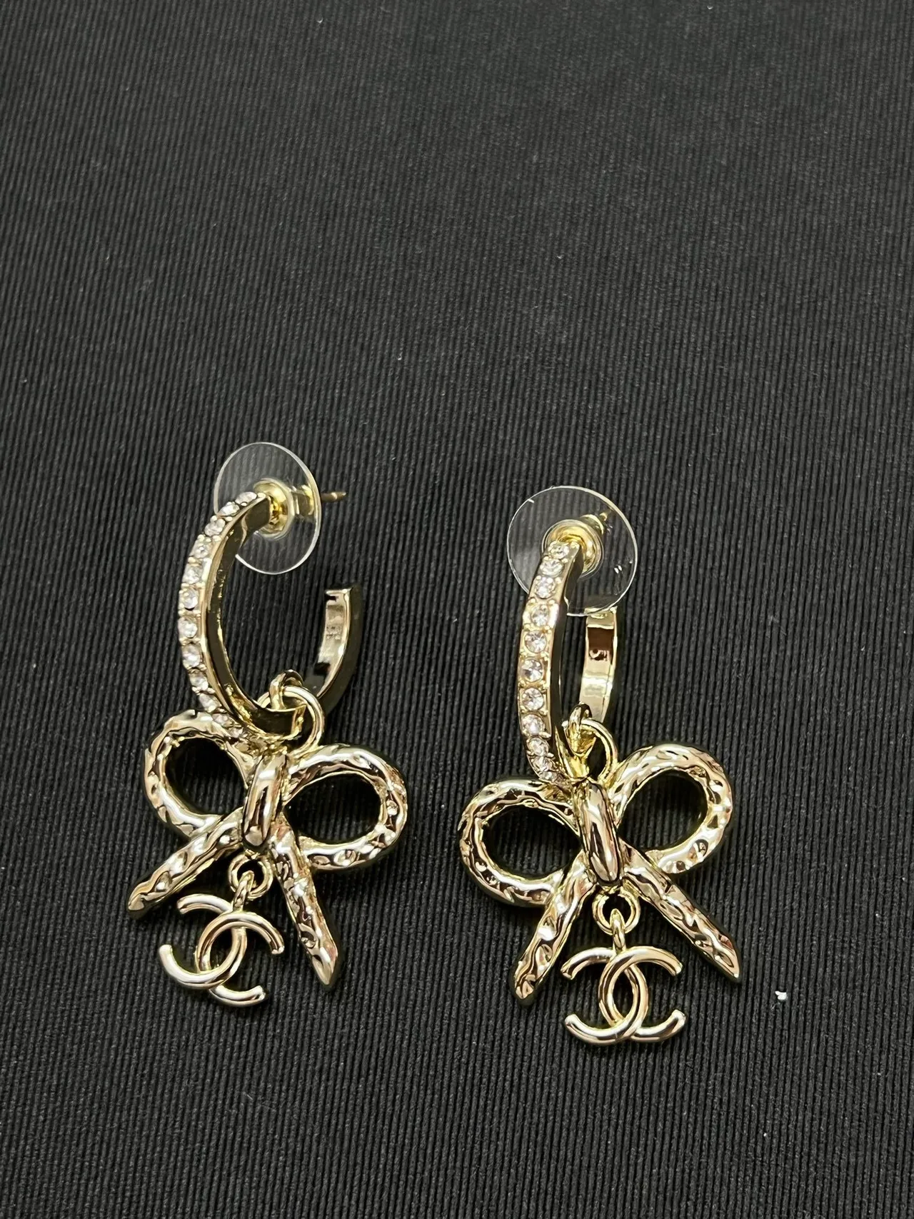 Chanel Bow & CC Crystal-Embellished Silver Earrings 2