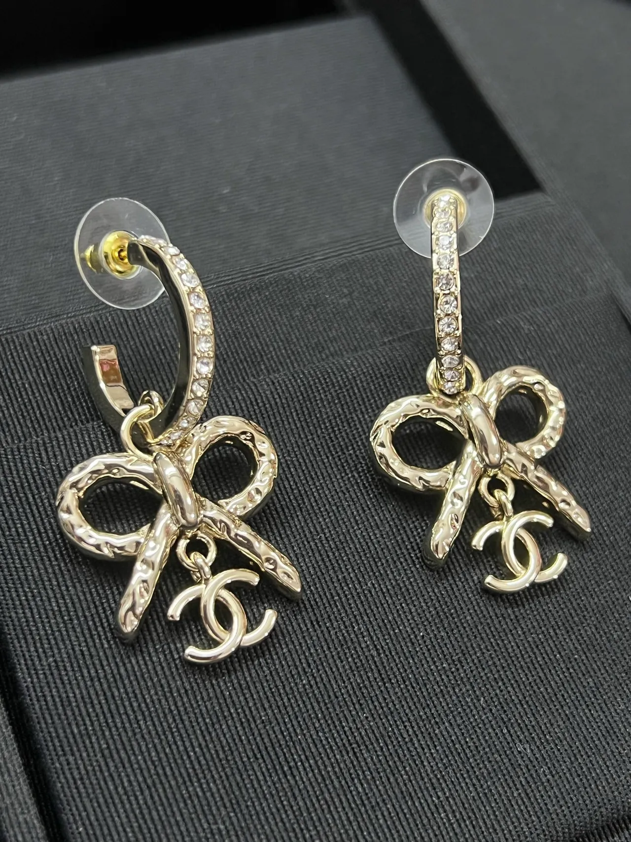 Chanel Bow & CC Crystal-Embellished Silver Earrings 3