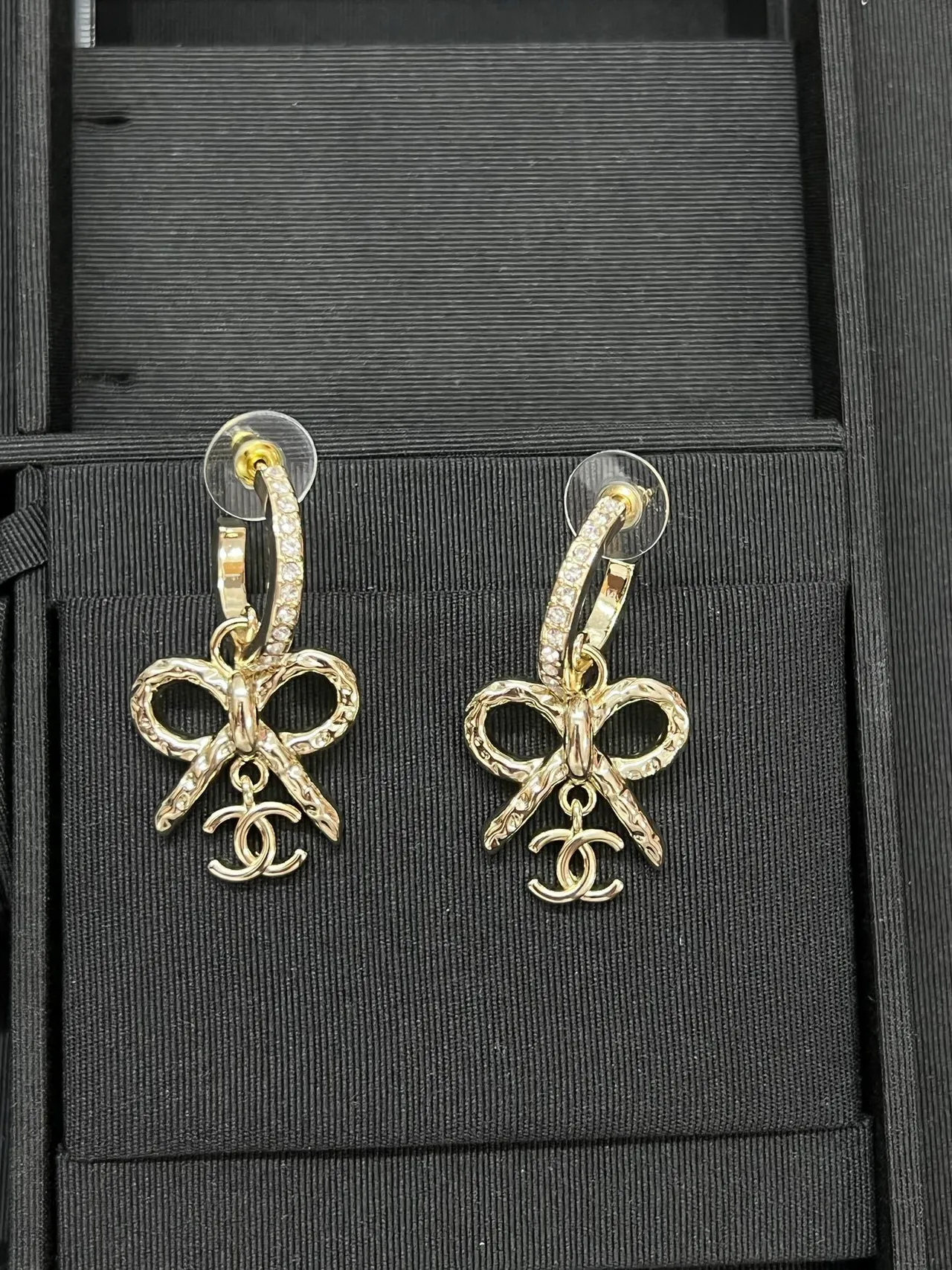 Chanel Bow & CC Crystal-Embellished Silver Earrings 4