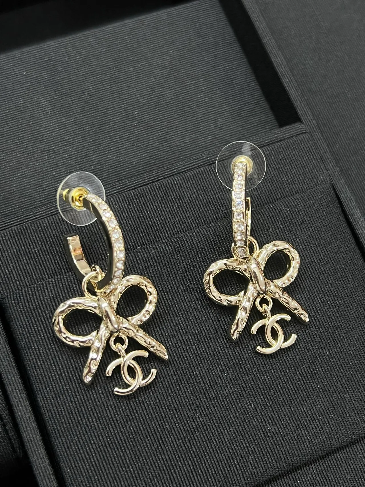 Chanel Bow & CC Crystal-Embellished Silver Earrings 5