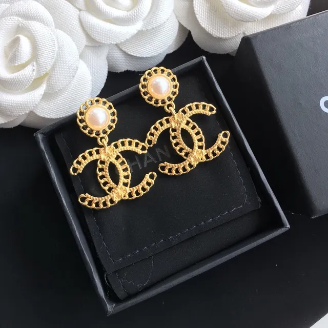 Chanel CC Chain Pearl Drop Earrings 7