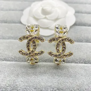 Chanel CC Crystal Gold-Tone Earrings