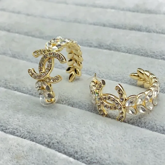 Chanel CC Crystal Gold-Tone Earrings 2