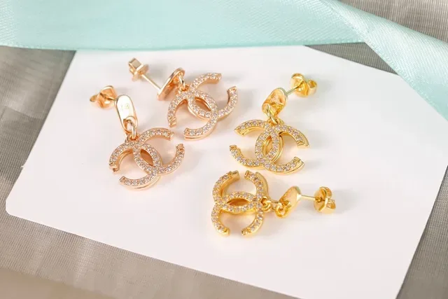 Chanel CC Logo Pavé Crystal Drop Earrings 2