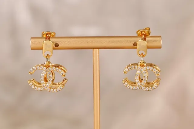Chanel CC Logo Pavé Crystal Drop Earrings 3