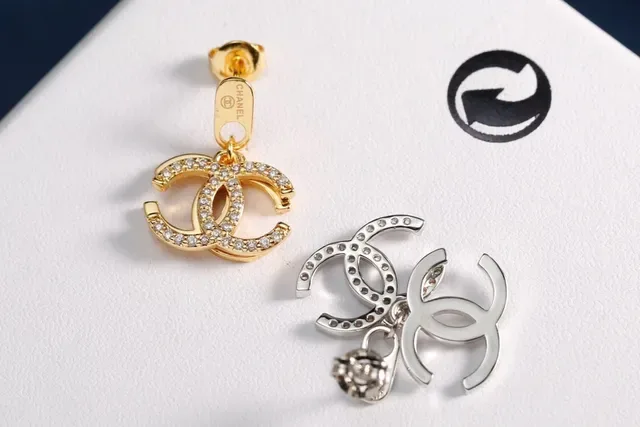 Chanel CC Logo Pavé Crystal Drop Earrings 8