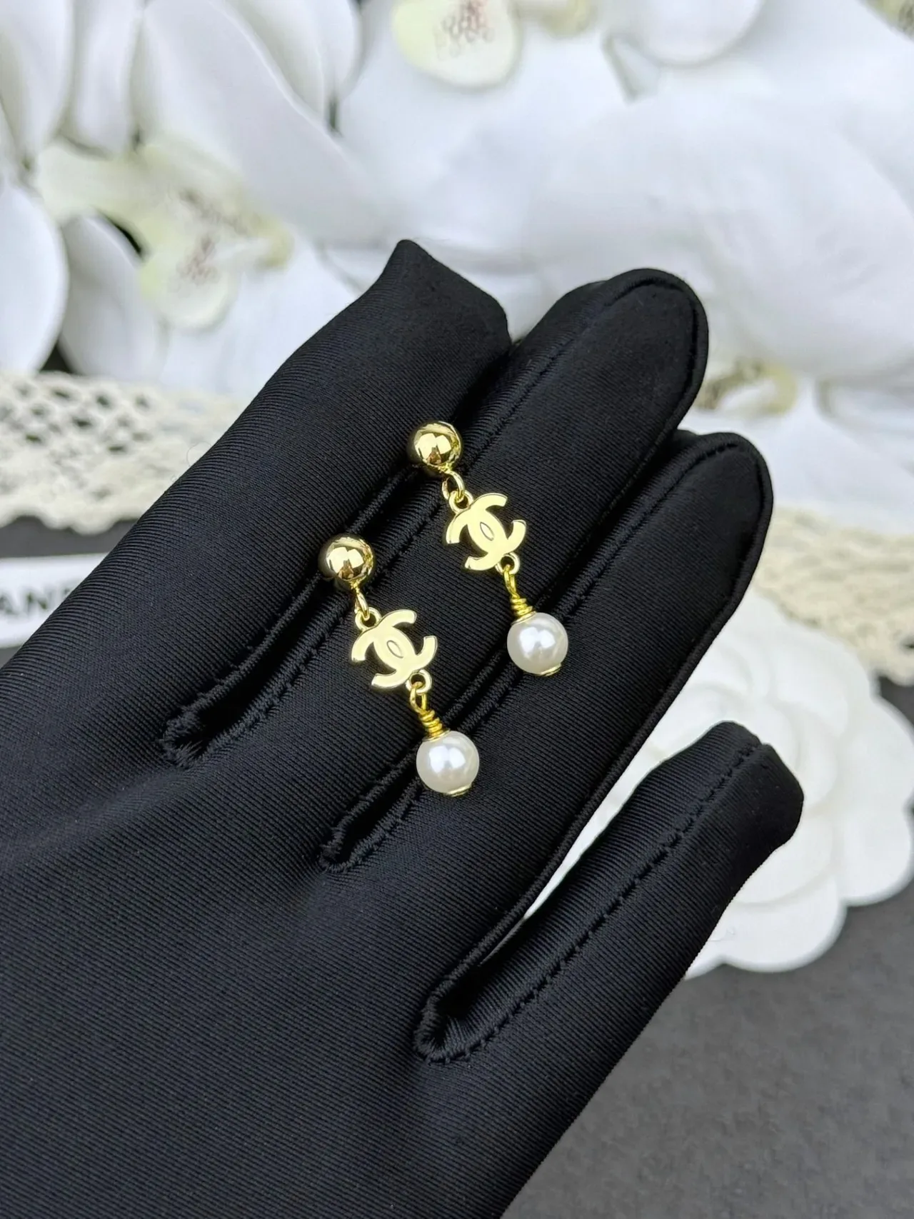 Chanel CC Pearl Drop Earrings 4
