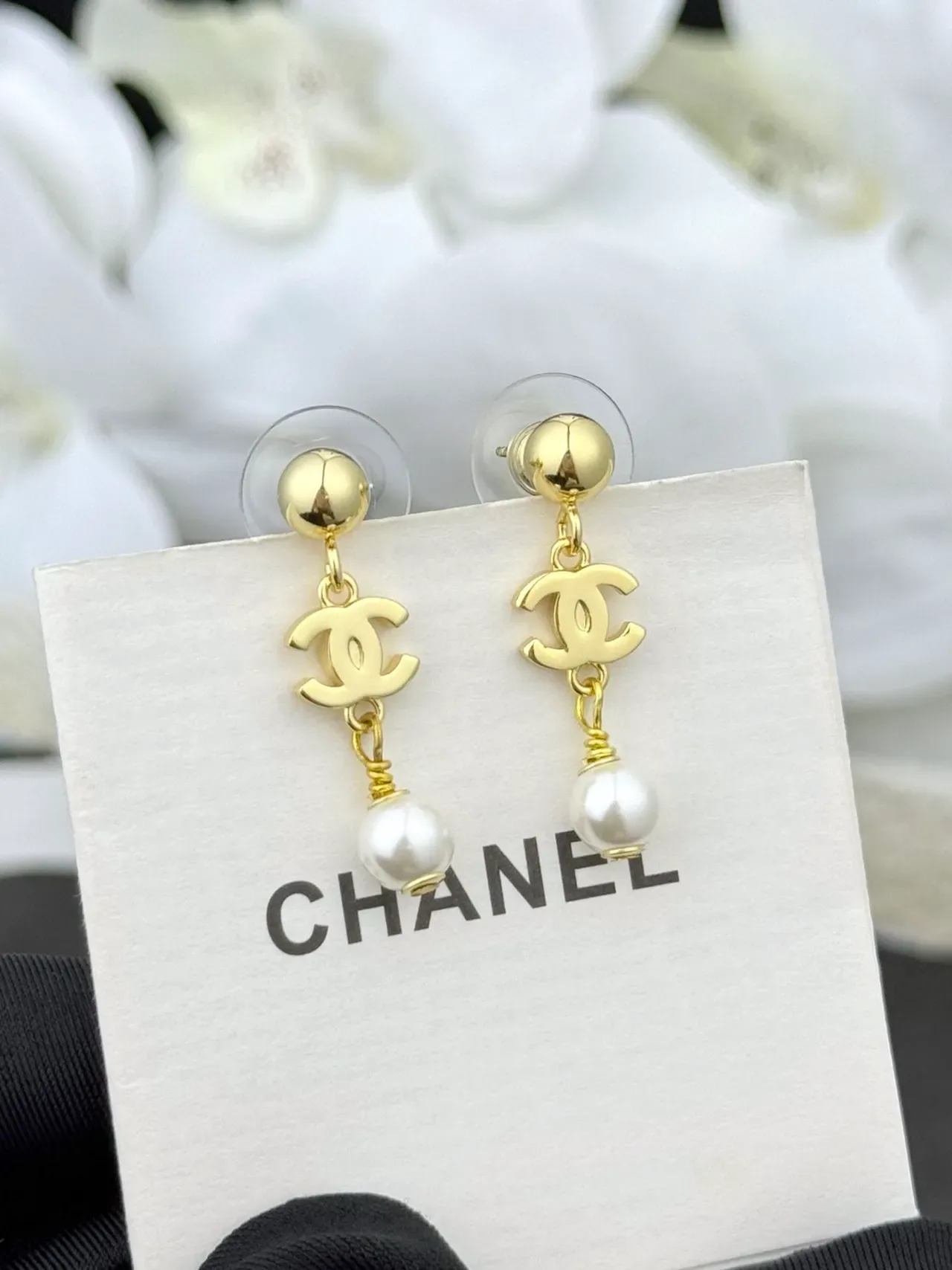 Chanel CC Pearl Drop Earrings 6