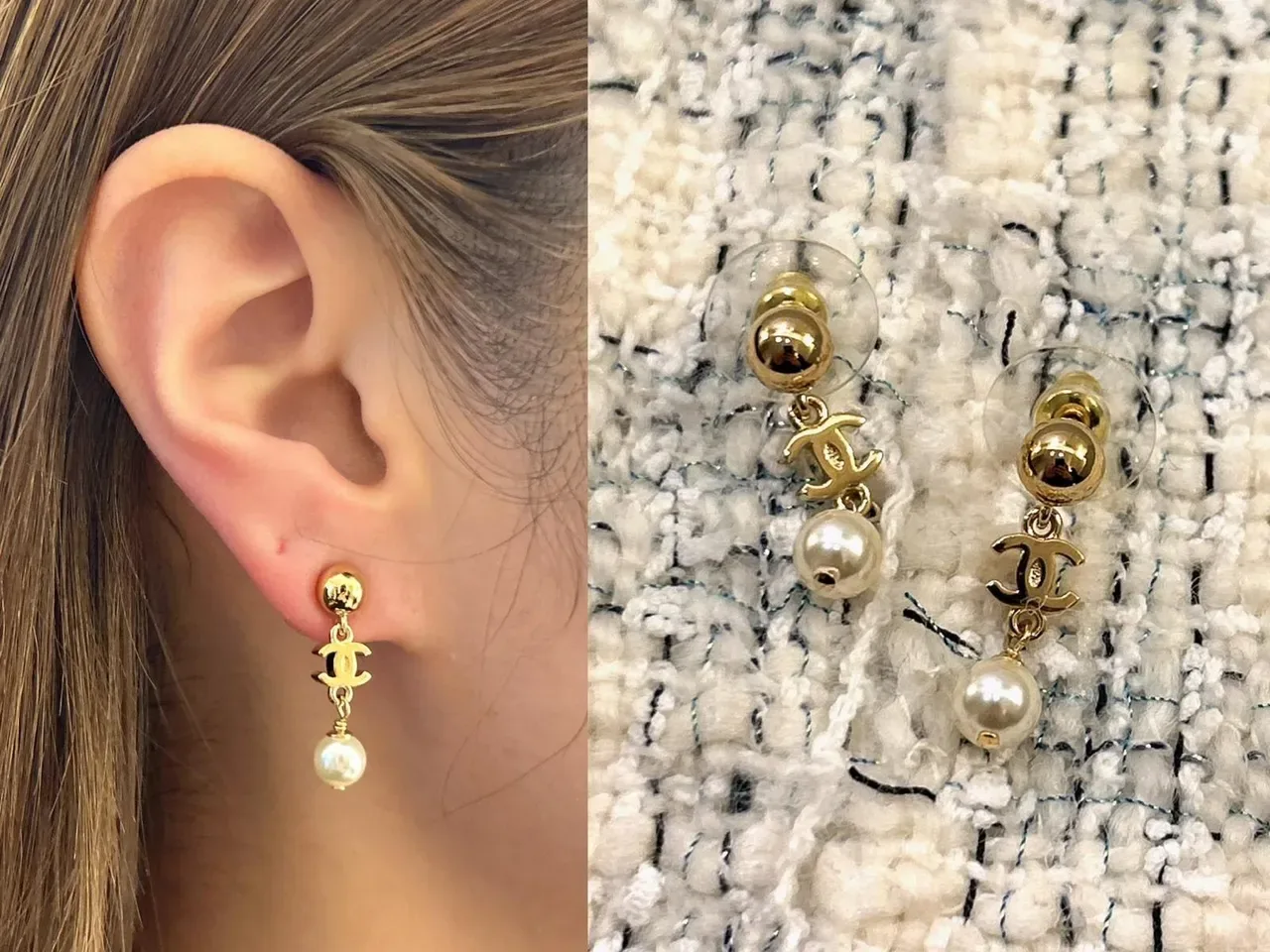Chanel CC Pearl Drop Earrings 8