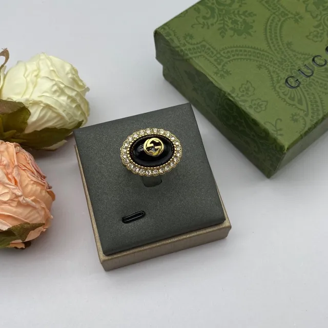 Chanel CC Bague Or Rose Métal Émaillé Logo Bague 5