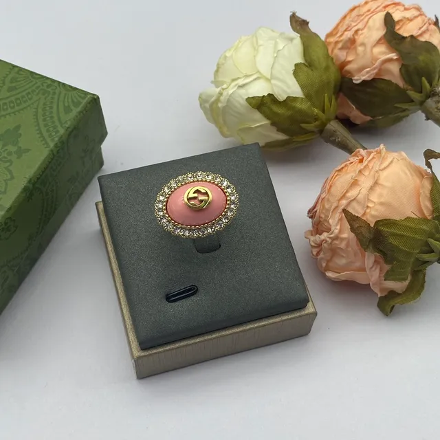 Chanel CC Bague Or Rose Métal Émaillé Logo Bague 6