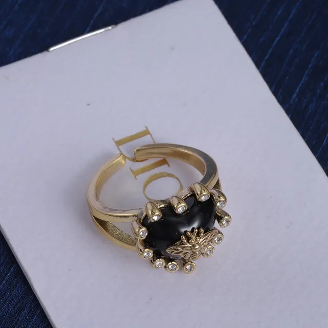 Chanel CC Bague Or Rose Métal Émaillé Logo Bague 19