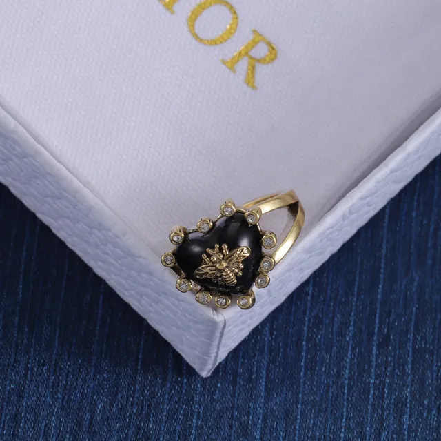 Chanel CC Bague Or Rose Métal Émaillé Logo Bague 22