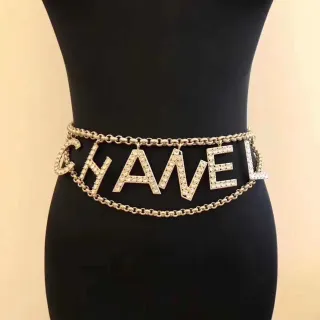Chanel Crystal-Embellished Logo Double-Chain Fashion Belt Bag