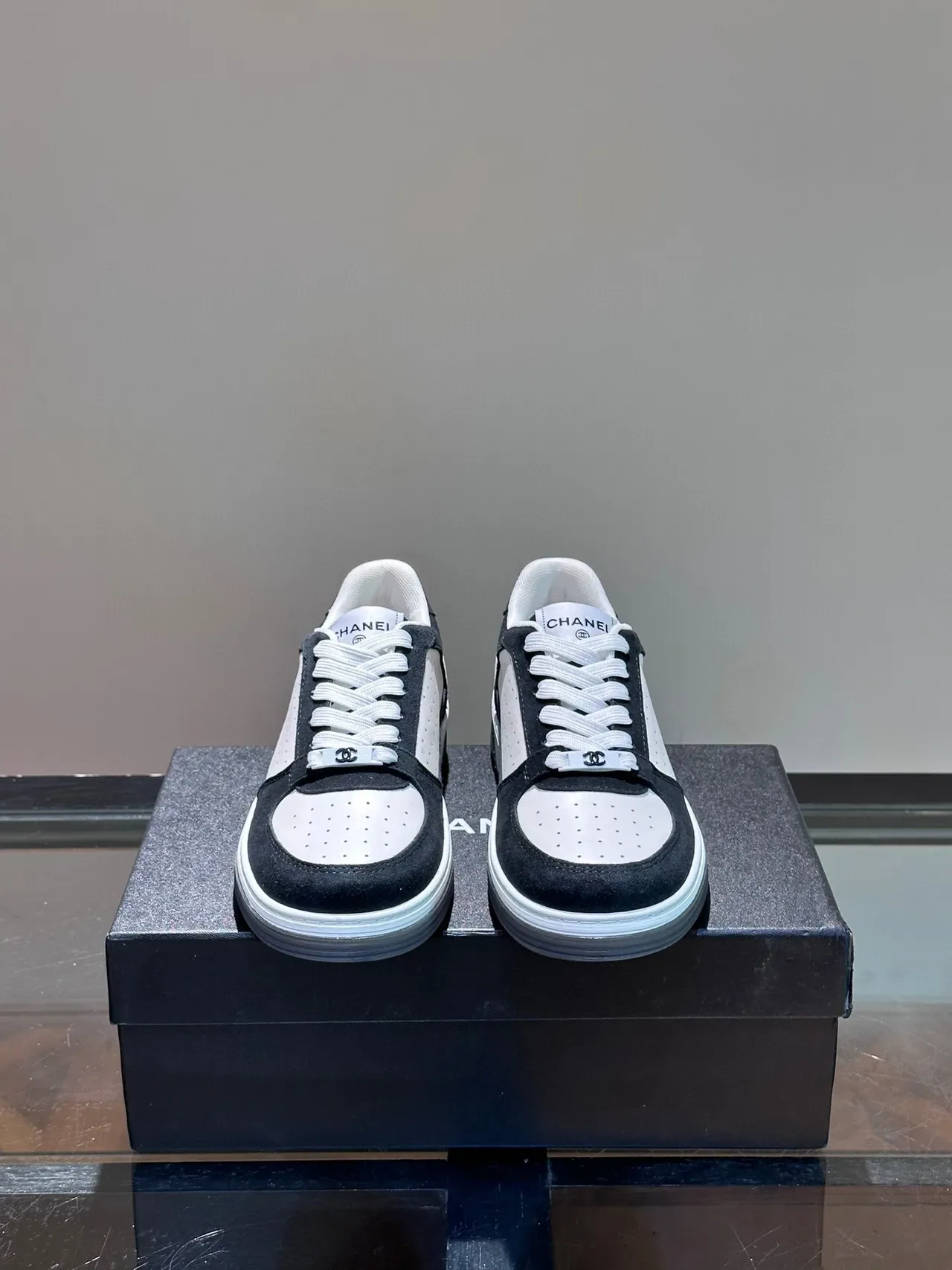 Chanel Lifestyle Sneaker Black White Perforated Leather Suede Overlay Lifestyle Sneakers 3