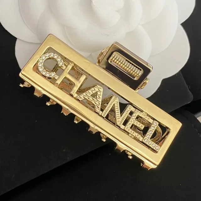 Broche Chanel Logo Cristal Clip de Cheveux Or 6