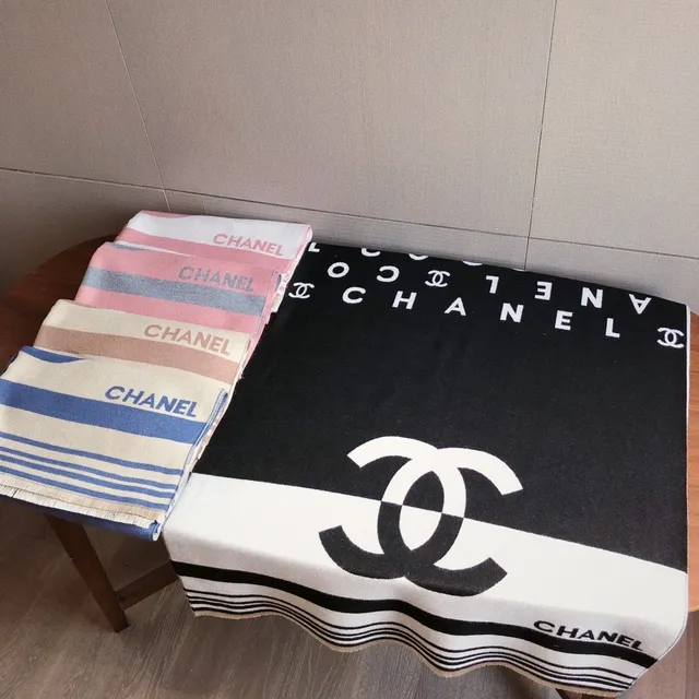 Chanel Logo-Print Oversized Fringed Shawl 2
